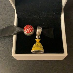 Disney Pandora Belle Dress and Rose Charms